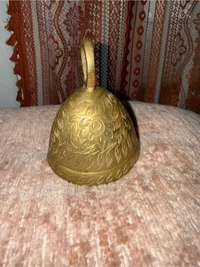Vintage made in India Engraved Decorative Brass Bell -